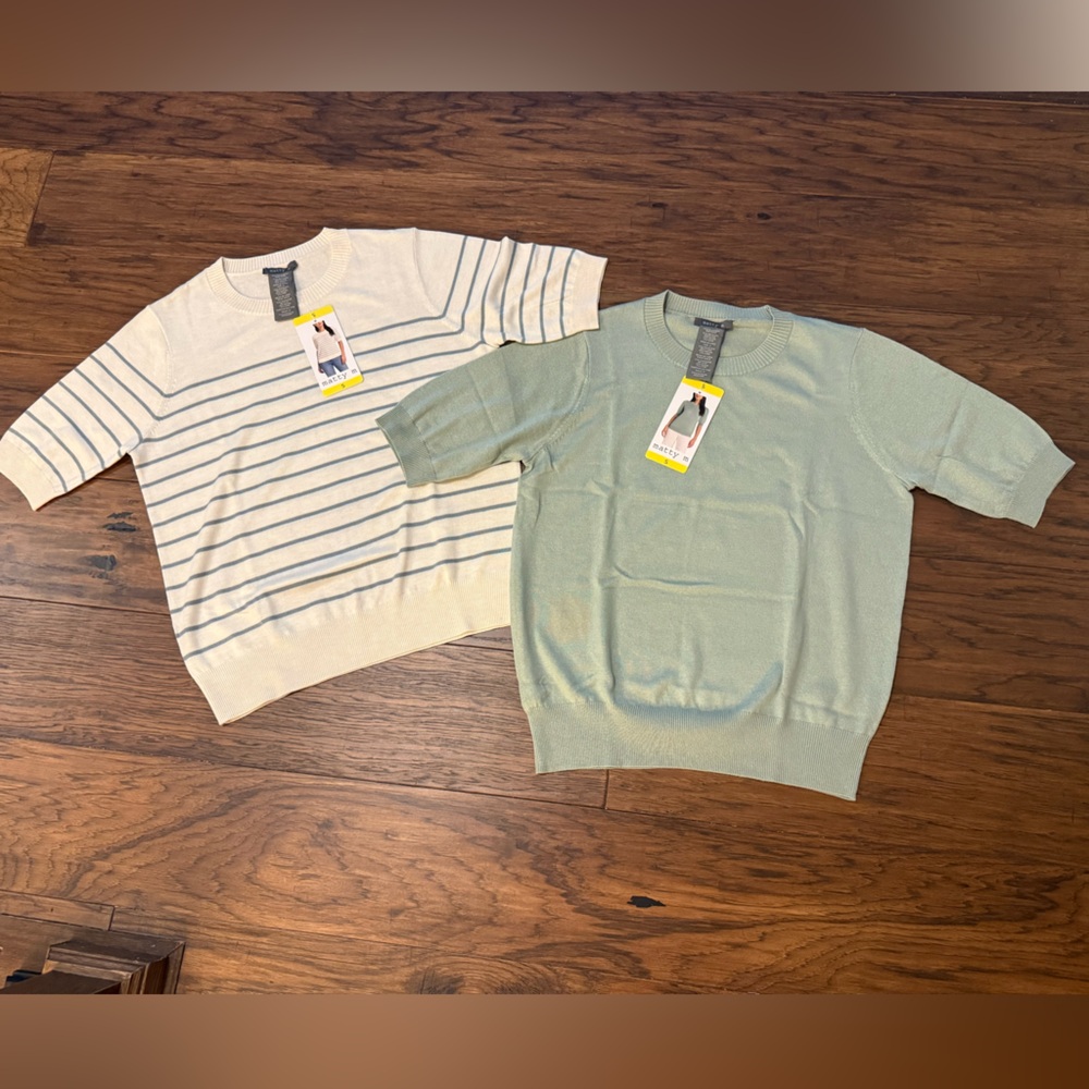 Marty M Striped and Solid Sweater Set, NWT, Small
